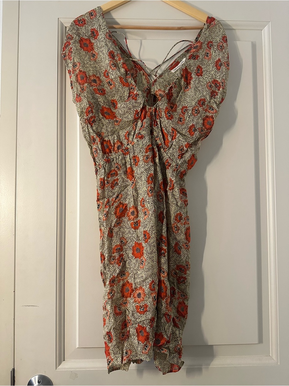 ISABEL MARANT ETOILE Floral Midi Dress in Orange and Cream